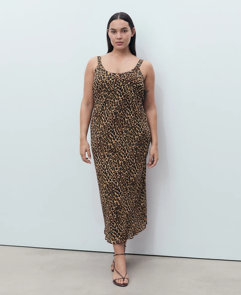 Mango Women's Animal-Print Midi-Dress