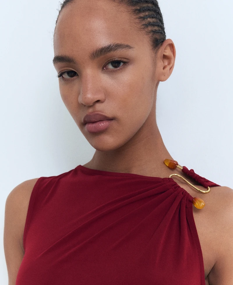 Mango Women's Jewel Detail Midi Dress
