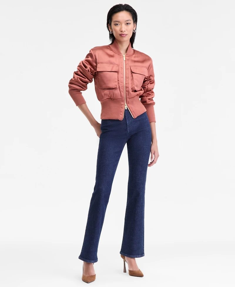 I.n.c. International Concepts Women's Satin Shrunken Bomber Jacket, Macy's Exclusive