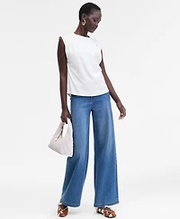 I.n.c. International Concepts Women's Pleated-Shoulder Cap-Sleeve T-Shirt, Macy's Exclusive