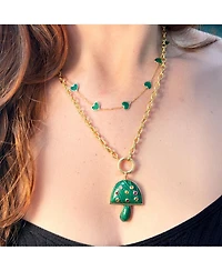 The Lovery Malachite Heart Station Necklace 14K Gold