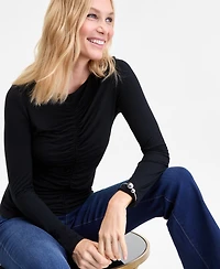 I.n.c. International Concepts Women's Shirred-Front Long-Sleeve Top, Macy's Exclusive