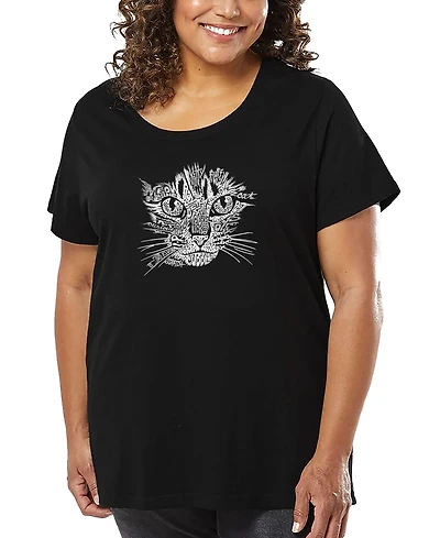 La Pop Art Plus Cat Face Word T-Shirt