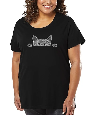 La Pop Art Plus Peeking Cat Word T-Shirt