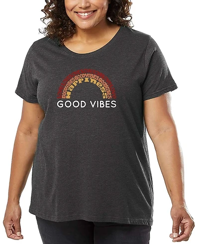 La Pop Art Plus Size Good Vibes Word Art T-Shirt