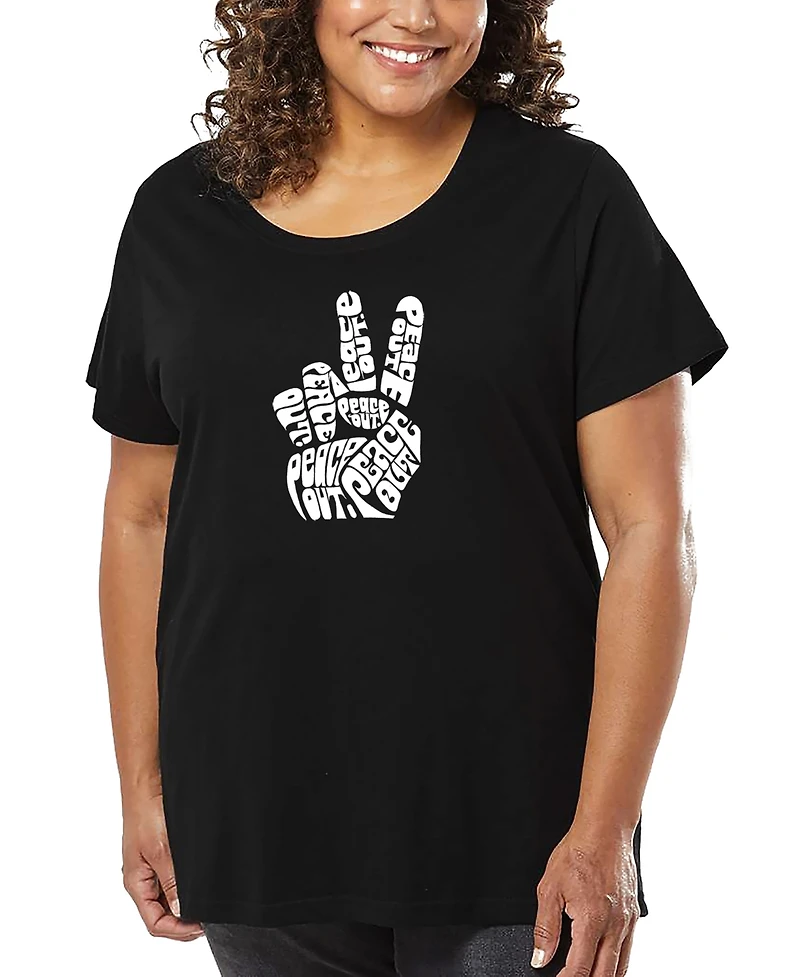 La Pop Art Plus Peace Out Word T-Shirt