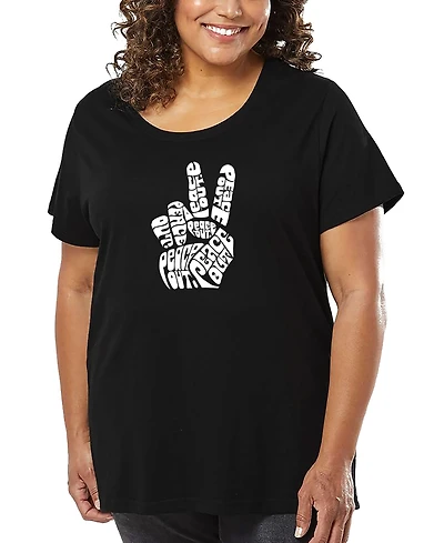 La Pop Art Plus Peace Out Word T-Shirt