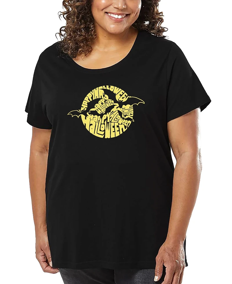 La Pop Art Plus Halloween Bats Word T-Shirt