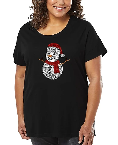 La Pop Art Plus Christmas Snowman Word T-Shirt