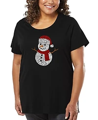 La Pop Art Plus Christmas Snowman Word T-Shirt