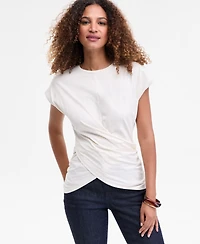 I.n.c. International Concepts Women's Cotton Twist-Front Cap-Sleeve Top, Macy's Exclusive