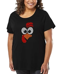 La Pop Art Plus Turkey Face Word T-Shirt