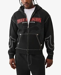 True Religion Men's Cinched Big T Zip Up Hoodie