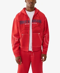 True Religion Men's Cinched Big T Zip Up Hoodie