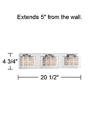 Coco Modern Wall Mount Light Chrome Silver Metal Hardwired 20.5" Wide 3-Light Fixture Clear Glass Shade Crystal Accents for Bathroom Vanity Mirro