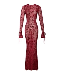 Miss Circle Women Waylynn Burnout Velvet Detail Mesh Backless Maxi Dress