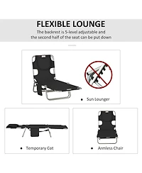 Outsunny Folding Outdoor Lounge w/ Face Hole, 5-level Recline,