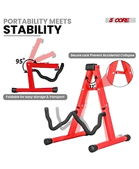 5 Core Double Guitar Stand Floor Adjustable Heavy Duty A Frame Folding Acoustic Electric Bass Mandolin Banjo Violin Holder Stands
