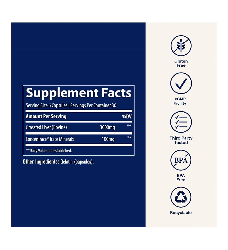 Trace Minerals Beef Liver, 500mg - Bone Health & Energy Support Supplement - Nutritional Supplement Aids Healthy Skin & Immunity