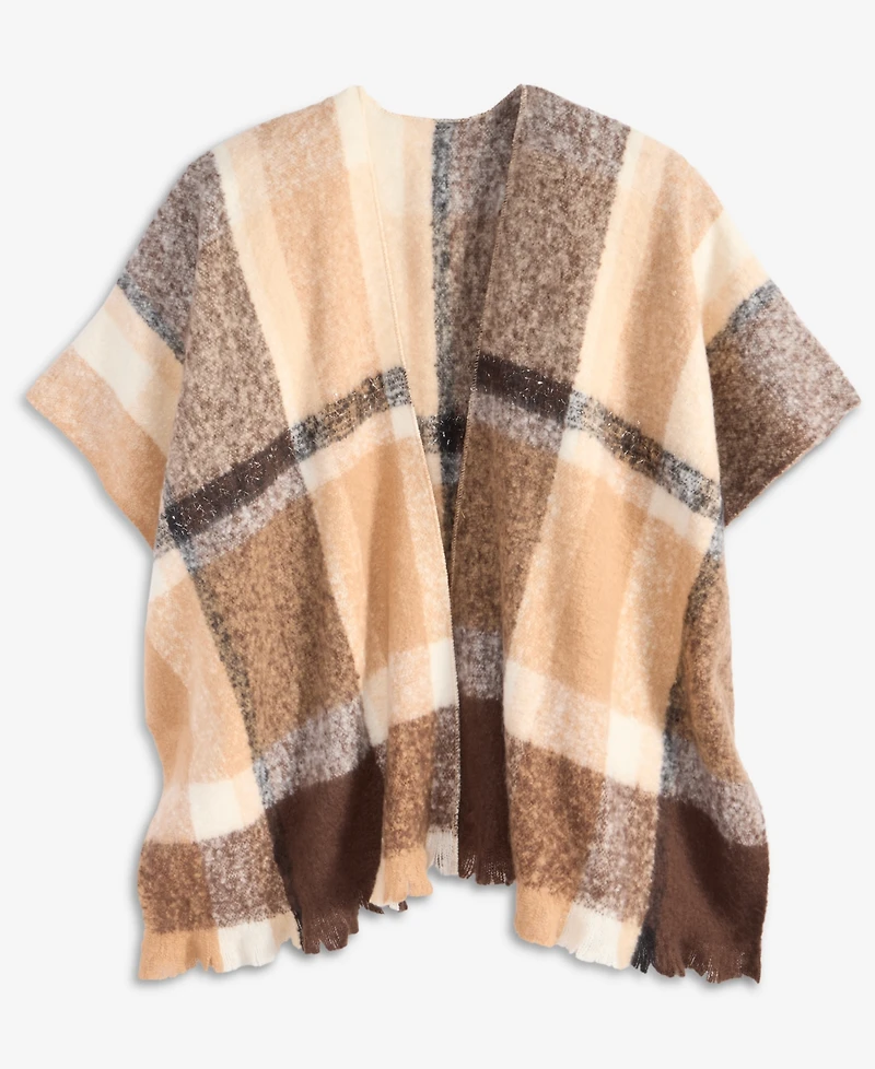 Style & Co Overscale Plaid Fringe Topper, Macy's Exclusive