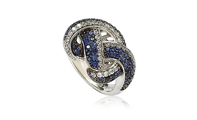 Suzy Levian New York Suzy Levian Sterling Silver & Created White Sapphire Pave Zig Zag Ring