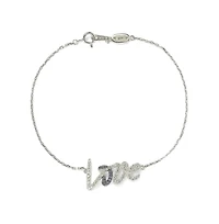 Suzy Levian New York Sterling Silver Sapphire & Created White Love Script Bracelet