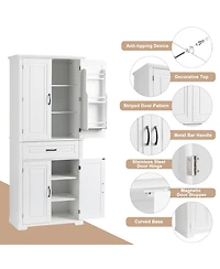 Casainc Bathroom Storage Cabinet with Doors and Drawer, Multiple Storage Spaces, Adjustable Shelf
