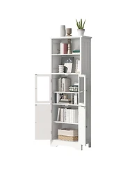 Casainc White Tall Storage Cabinet with Shelves and Doors for Bathroom, Kitchen, and Living Room