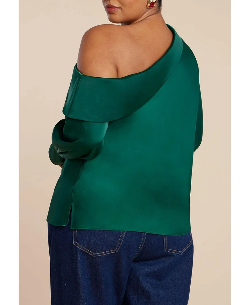 Eloquii Women's Plus Asym Foldover Blouse
