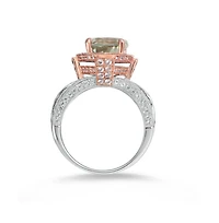 Suzy Levian New York Two-Tone Sterling Silver Round Cut Center Topaz Cocktail Milano Ring