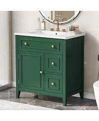 Casainc 30" Bathroom Vanity with Sink Top, Cabinet with Door and Two Drawers, Solid Wood Frame, One Package