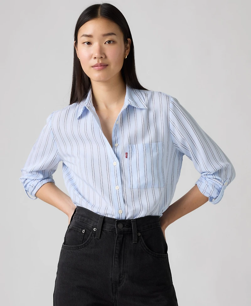 Levi's Women's Plus Darlene Chikee Stripe Chambray Shirt