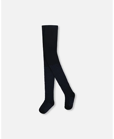 Deux par Deux Baby Girl Knit Tights Navy Blue - Baby