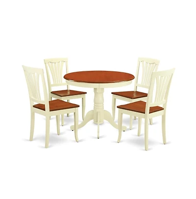 East West Furniture 5 Pc small Kitchen Table set-round Kitchen Table and 4 Chairs for Dining room