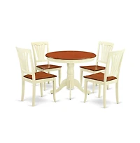 East West Furniture 5 Pc small Kitchen Table set-round Kitchen Table and 4 Chairs for Dining room
