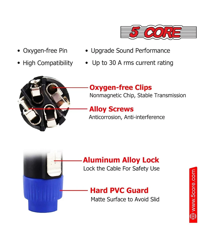 5Core Speakon Adapter High Quality Audio Jack Male Audio Pin Speaker Adapter Connector