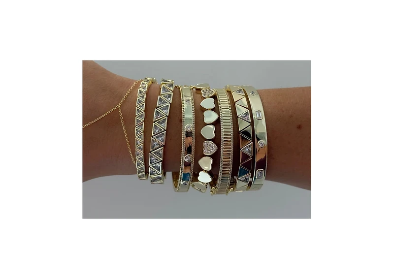 Etoielle Vermeil Multi Shape Cubic Zirconia Bangle Emerald and Round Cut Etoielle