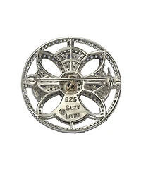 Suzy Levian Sterling Silver Sapphire & Created White Sapphire Circle Medieval Brooch