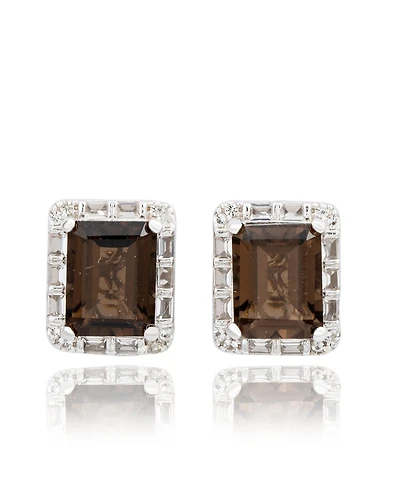 Suzy Levian New York Suzy Levian Sterling Silver Emerald Cut Topaz And White Topaz Stud Earrings