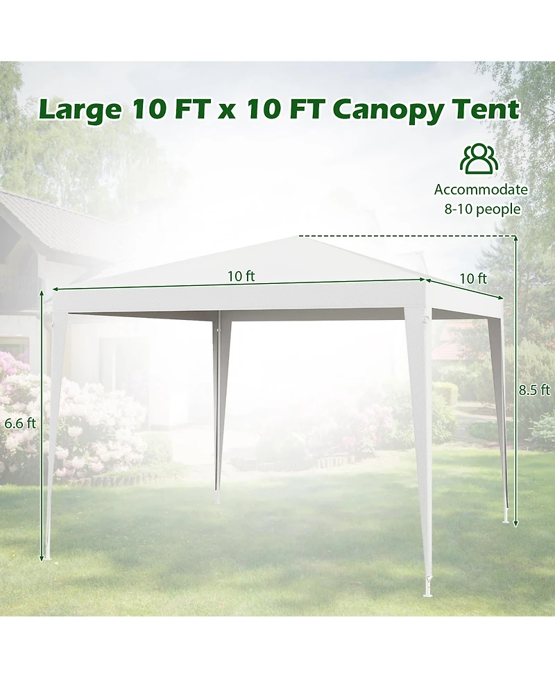 Gymax 10 Ft X 10 Ft Canopy Tent Heavy Duty Gazebo Shelter White Outdoor
