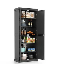 Gymax 72.5'' Kitchen Pantry w/4 Door 6-Tier Shelves Freestanding Modern Storage