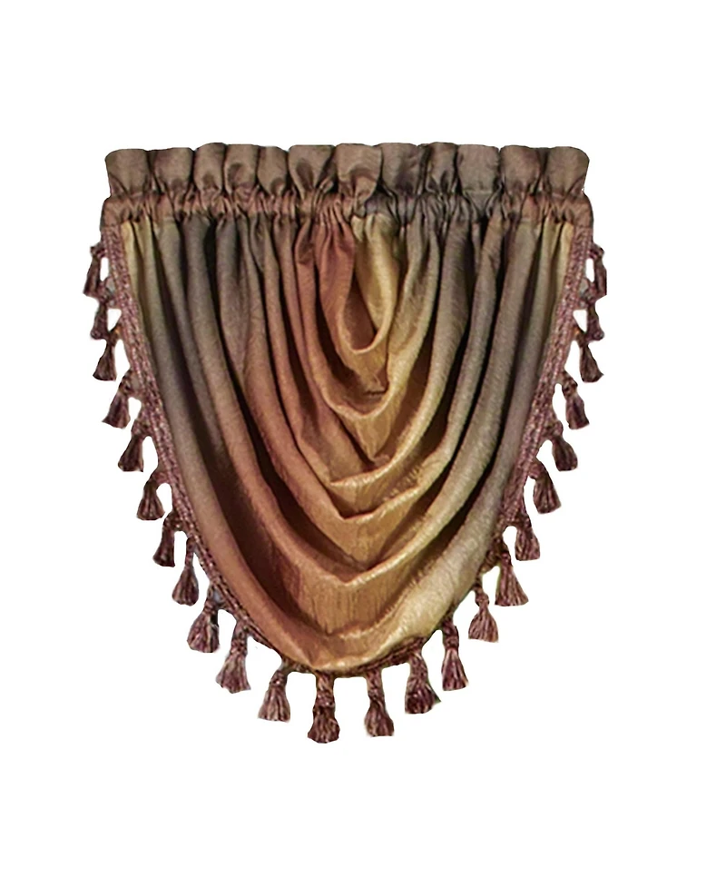 GoodGram Ombre Crushed Satin Sheer Single Window Curtains & Valances - 46 in. W x 42 L Valance, Autumn