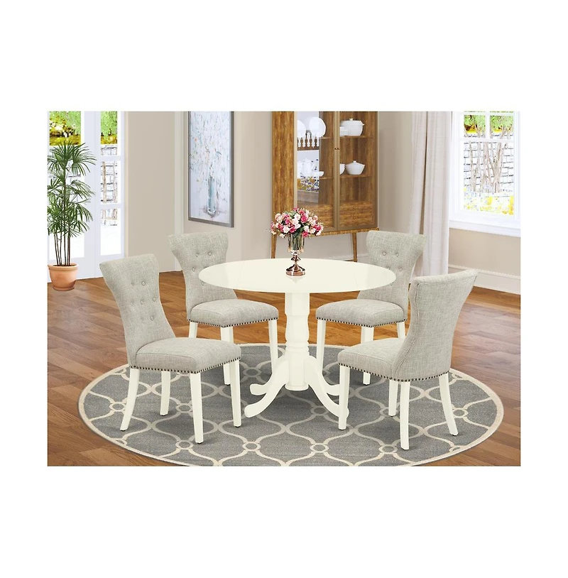 East West Furniture Dining Room Set Linen White