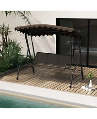 Gymax 3-Seat Outdoor Swing Porch Canopy Swing w/ Adjustable Shading Breathable Seat