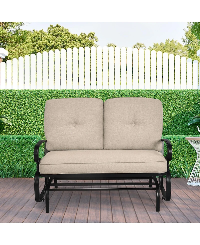 Costway 2-Person Outdoor Swing Glider Chair Bench Loveseat Cushioned Sofa