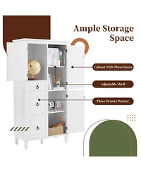 Casainc Retro Multi-Functional Storage Cabinet with Adjustable Shelves, 3 Drawers, 3 Enclosed Compartments