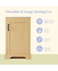 Casainc 20" Bathroom Vanity with Sink, Soft Closing Door, Adjustable Shelf, Natural Wood Rack