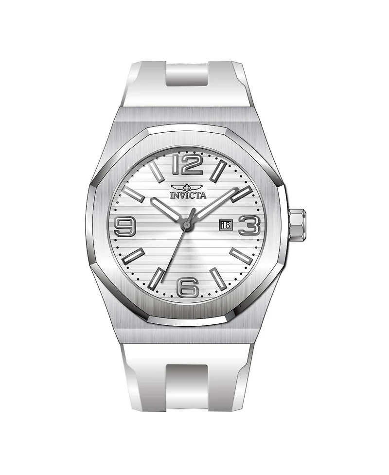 Invicta Men's 45774 Huracan Quartz 3 Hand Silver Dial Watch