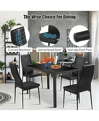 Gymax 5 Piece Kitchen Dining Set Glass Metal Table and 4 Chairs Breakfast Furniture
