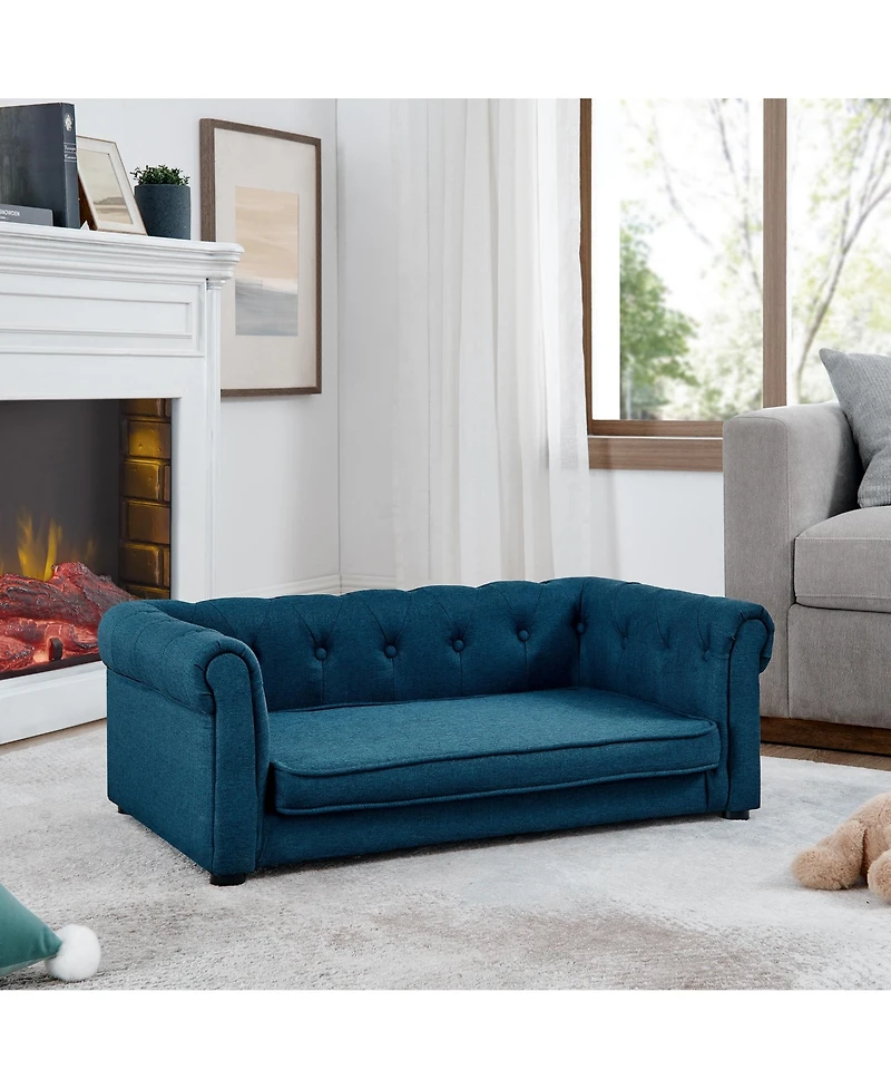 Aostirmotor Elevated Dog Sofa Bed Modern Design for Small Dogs Blue